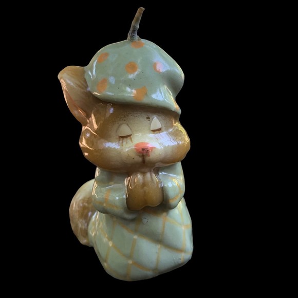 Vintage Feline Feelins Bedtime Prayers Kitty Cat Candle, Cake Topper - Picture 9 of 9